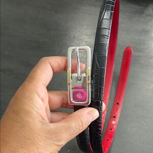 Ralph Lauren black crock belt with red inner lining